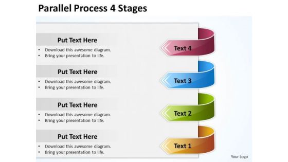 Business Diagram Parallel Process 4 Stages Strategy Diagram