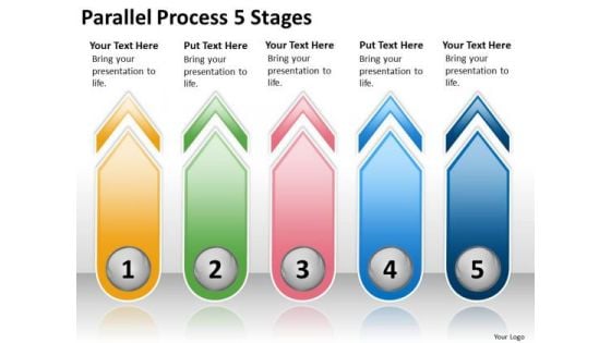 Business Diagram Parallel Process 5 Stages Strategy Diagram