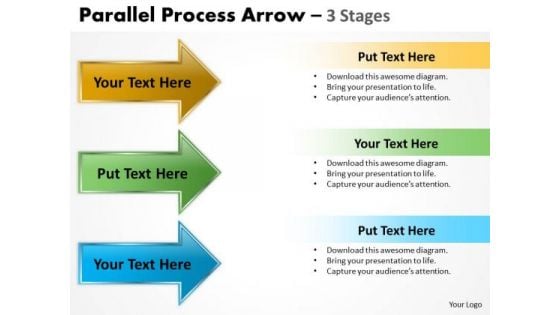 Business Diagram Parallel Process Arrow 3 Stages Business Framework Model