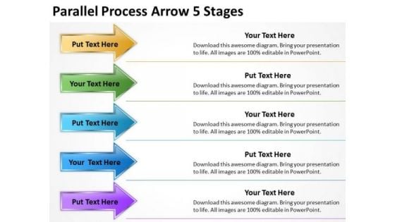 Business Diagram Parallel Process Arrow 5 Stages Strategic Management