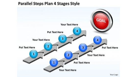 Business Diagram Parallel Steps Plan 4 Stages Style Strategy Diagram