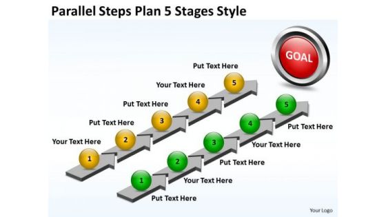 Business Diagram Parallel Steps Plan 5 Stages Style Consulting Diagram