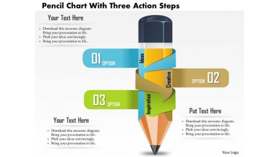 Business Diagram Pencil Chart With Three Action Steps Presentation Slide Template