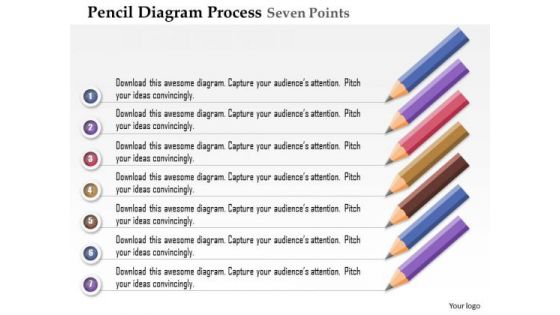 Business Diagram Pencil Diagram Process Seven Points Agenda Presentation Template