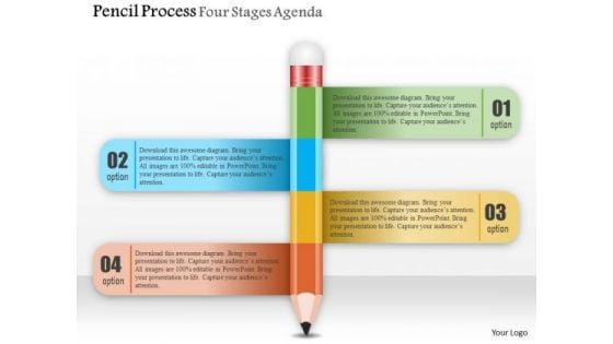 Business Diagram Pencil Process Four Stages Agenda Presentation Template