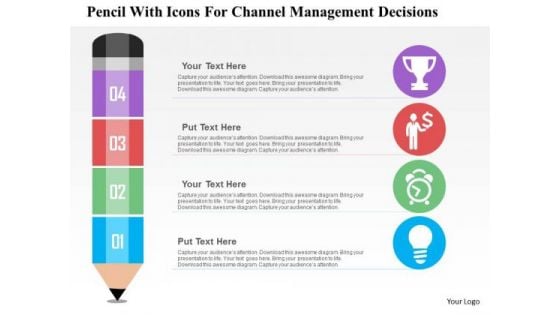Business Diagram Pencil With Icons For Channel Management Decisions Presentation Template