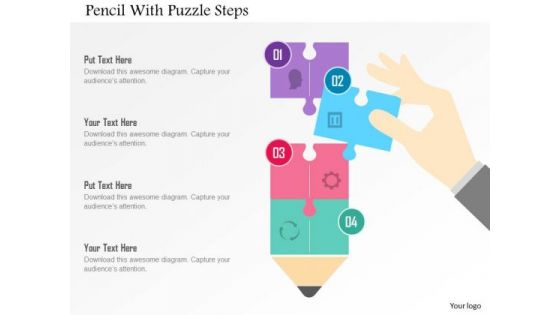 Business Diagram Pencil With Puzzle Steps Presentation Template