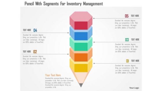 Business Diagram Pencil With Segments For Inventory Management Presentation Template