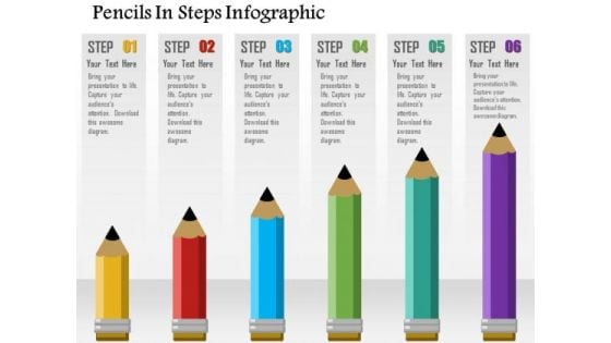 Business Diagram Pencils In Steps Infographic Presentation Template