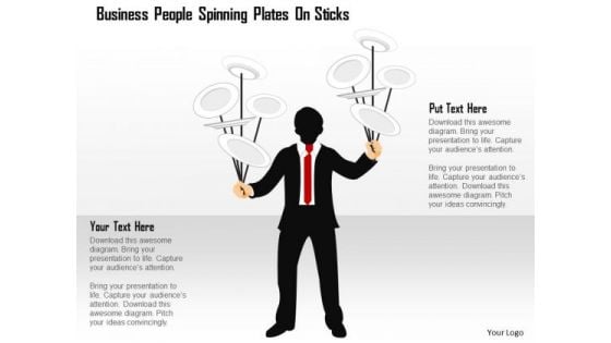 Business Diagram People Spinning Plates On Sticks Presentation Template