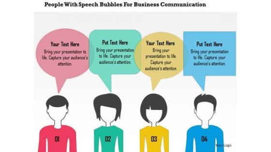 Business Diagram People With Speech Bubbles For Business Communication Presentation Template