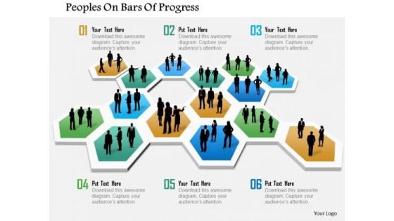 Business Diagram Peoples On Bars Of Progress Presentation Template