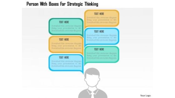 Business Diagram Person With Boxes For Strategic Thinking Presentation Template