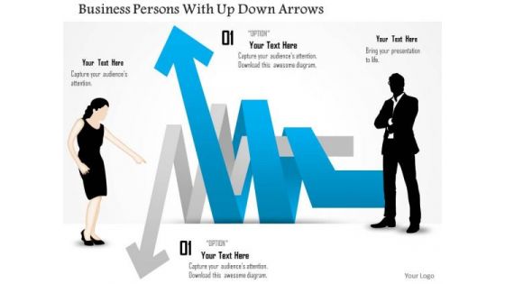 Business Diagram Persons With Up Down Arrows Presentation Template