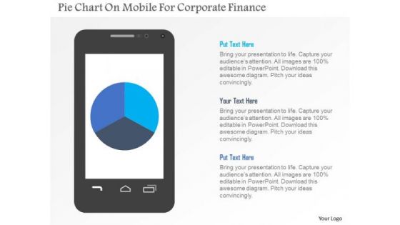 Business Diagram Pie Chart On Mobile For Corporate Finance Presentation Template