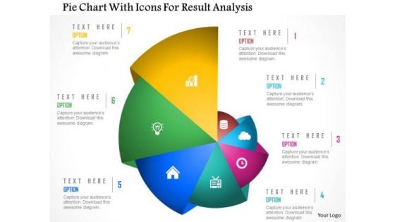 Business Diagram Pie Chart With Icons For Result Analysis Presentation Template