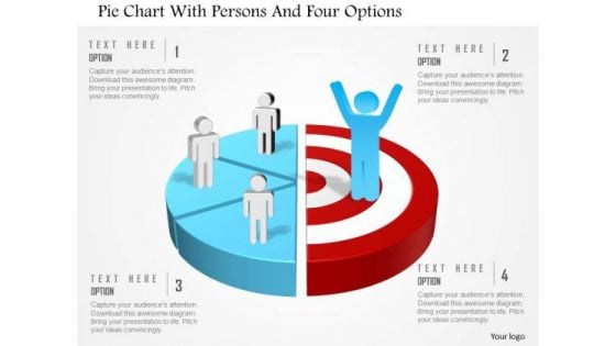 Business Diagram Pie Chart With Persons And Four Options Presentation Template