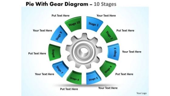 Business Diagram Pie With Gear Diagram 10 Stages Sales Diagram