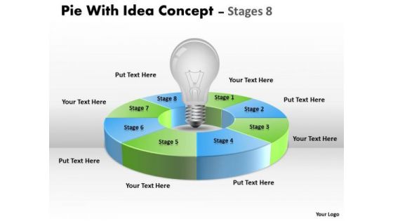 Business Diagram Pie With Idea Concept Stages 8 Circular Marketing Diagram