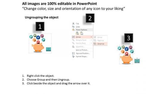 Business Diagram Piggy With Icons For Financial Planning Presentation Template