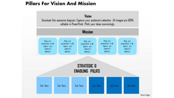 Business Diagram Pillars For Vision And Mission Presentation Template