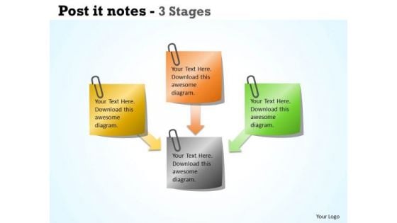 Business Diagram Post It Notes 3 Stages Consulting Diagram