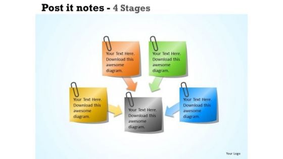 Business Diagram Post It Notes 4 Stages Business Framework Model