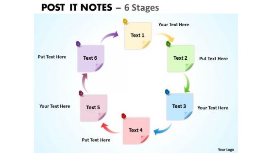 Business Diagram Post It Notes 6 Stages Sales Diagram