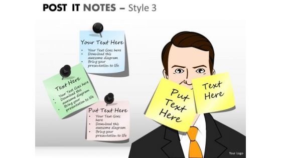 Business Diagram Post It Notes Style 3 Business Framework Model