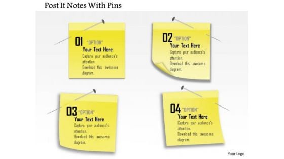 Business Diagram Post It Notes With Pins Presentation Template