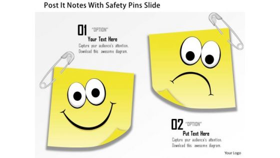 Business Diagram Post It Notes With Safety Pins Slide Presentation Template