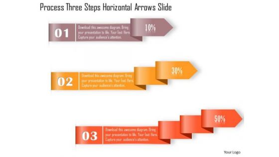 Business Diagram Process Three Steps Horizontal Arrows Slide Presentation Template