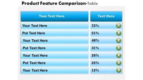 Business Diagram Product Features Comparison Table Consulting Diagram