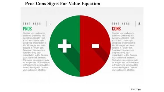 Business Diagram Pros Cons Signs For Value Equation Presentation Template