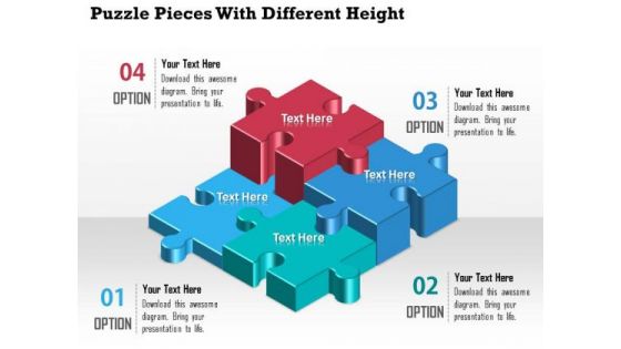 Business Diagram Puzzle Pieces With Different Height Presentation Template