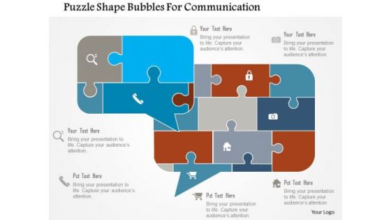 Business Diagram Puzzle Shape Bubbles For Communication Presentation Template
