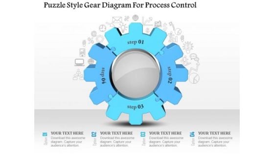 Business Diagram Puzzle Style Gear Diagram For Process Control Presentation Template