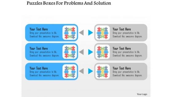 Business Diagram Puzzles Boxes For Problems And Solution Presentation Template