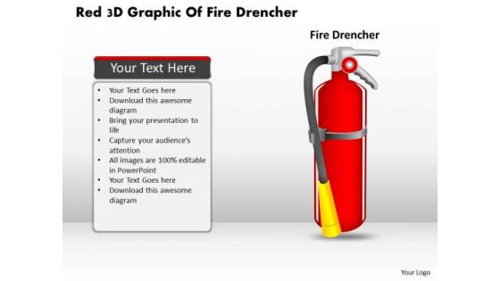 Business Diagram Red 3d Graphic Of Fire Drencher Presentation Template