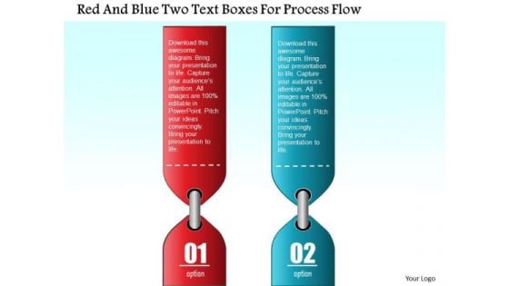 Business Diagram Red And Blue Two Text Boxes For Process Flow Presentation Template