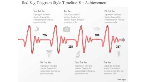 Business Diagram Red Ecg Diagram Style Timeline For Achievement PowerPoint Template