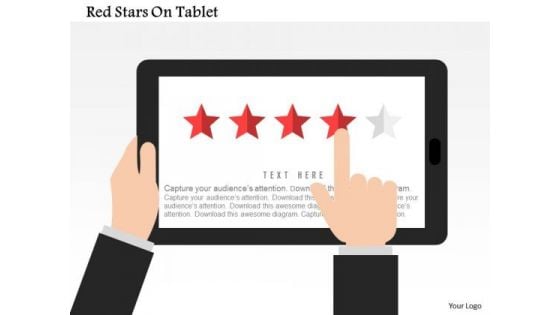 Business Diagram Red Stars On Tablet Presentation Template