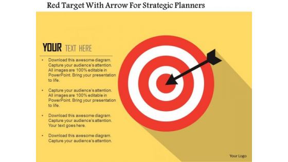 Business Diagram Red Target With Arrow For Strategic Planners Presentation Template