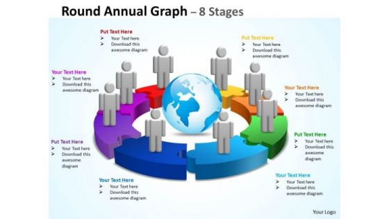 Business Diagram Round Annual Graph 8 Stages Business Finance Strategy Development