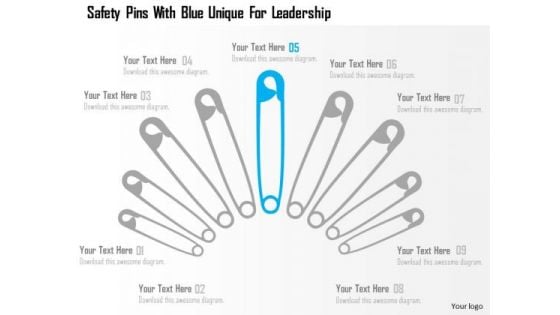 Business Diagram Safety Pins With Blue Unique For Leadership Presentation Template