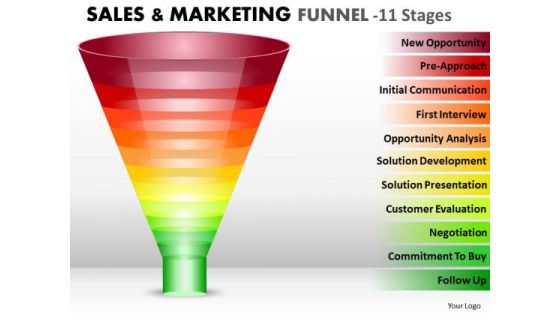 Business Diagram Sales And Marketing Funnel With 11 Stages Sales Diagram