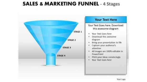 Business Diagram Sales And Marketing Funnel With 4 Stages Sales Diagram