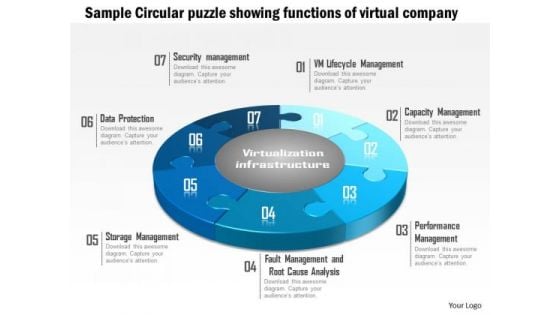 Business Diagram Sample Circular Puzzle Showing Functions Of A Virtual Company Ppt Slide