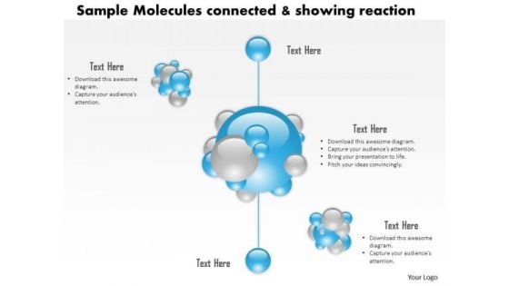 Business Diagram Sample Molecules Connected And Showing Reaction Ppt Slide