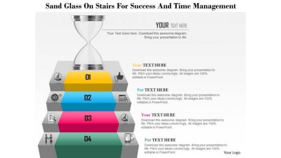 Business Diagram Sand Glass On Stairs For Success And Time Management Presentation Template